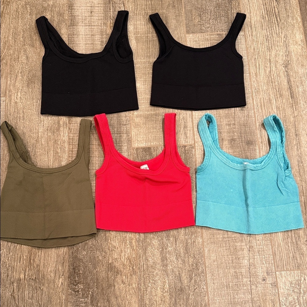 Nikibiki Crop Top (5) Bundle - 2 Black, Red, Olive, Teal